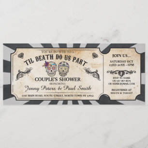 Halloween Ticket Couple's Shower Skulls Invite