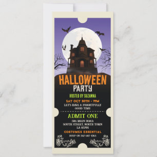 Halloween Ticket Haunted House Party Horror Invitation