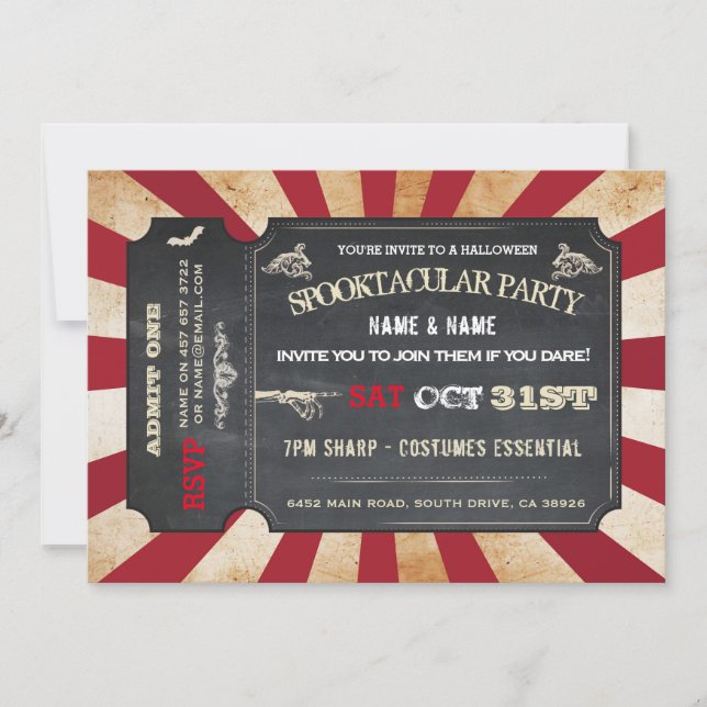 Halloween Ticket Party Invitation Circus Scare (Front)