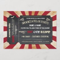 Halloween Ticket Party Invitation Circus Scare