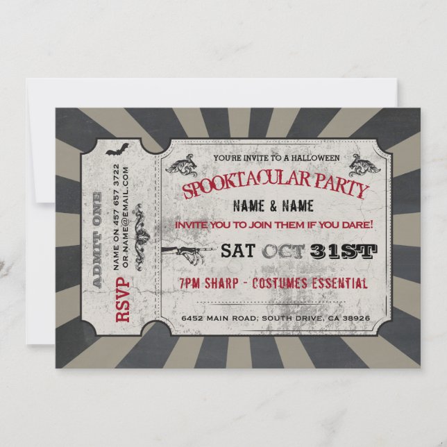 Halloween Ticket Party Spooktacular Invite Spooky (Front)
