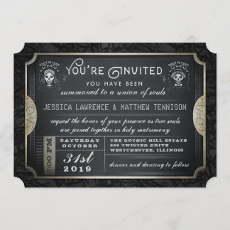 Halloween Ticket Union of Souls Wedding Invitation