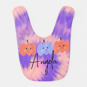 Halloween Tie Dye Pumpkin Hand Drawn Baby Bib