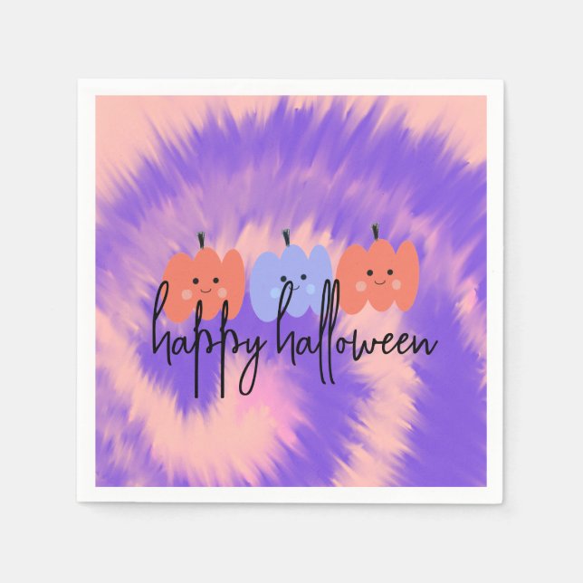 Halloween Tie Dye Pumpkin Hand Drawn   Napkins (Front)