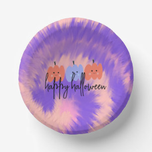 Halloween Tie Dye Pumpkin Hand Drawn Paper Bowls
