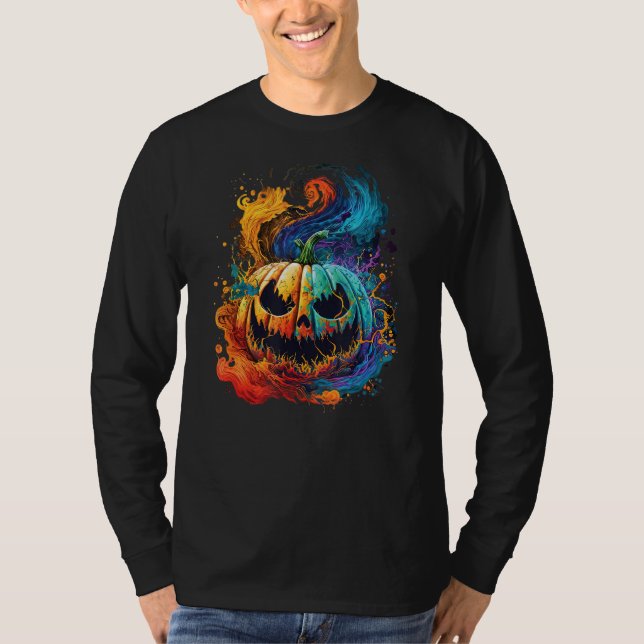 Halloween Tie Dye Pumpkin Jack O Lantern Kids Wome T-Shirt (Front)