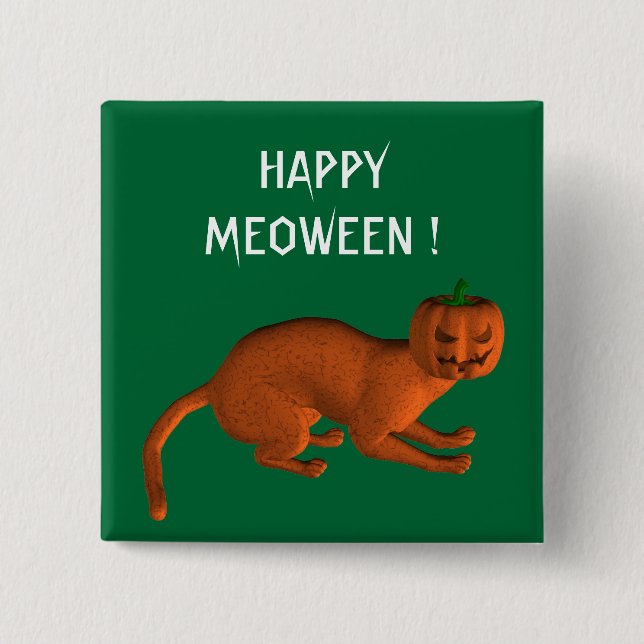 Halloween Tiger Cat Button (Front)