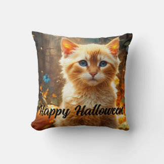Halloween Tiger Cat Magick  Throw Pillow