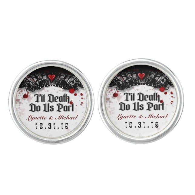 Halloween Til Death Do Us Part Custom Cuff Links (Front)