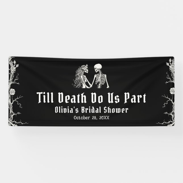 Halloween Till Death Do Us Part Bridal Shower Banner (Horizontal)