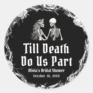 Halloween Till Death Do Us Part Bridal Shower Classic Round Sticker