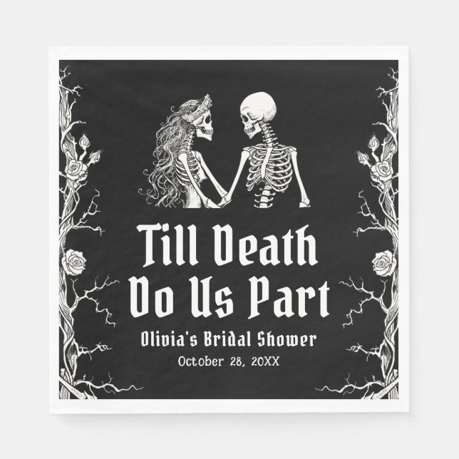 Halloween Till Death Do Us Part Bridal Shower Napkins (Front)
