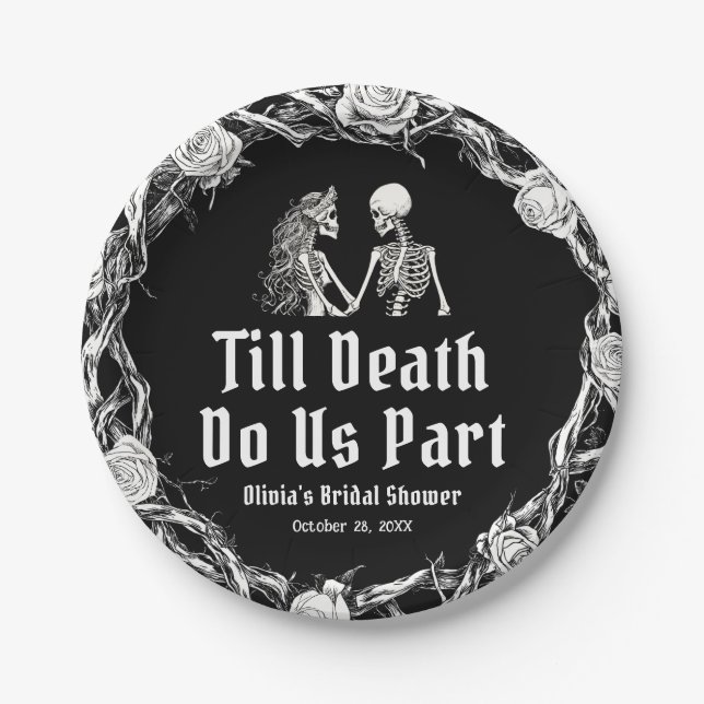 Halloween Till Death Do Us Part Bridal Shower Paper Plates (Front)
