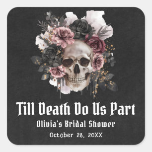 Halloween Till Death Do Us Part Bridal Shower Square Sticker