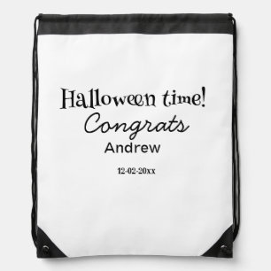 Halloween time congrats add name date year graduat drawstring bag
