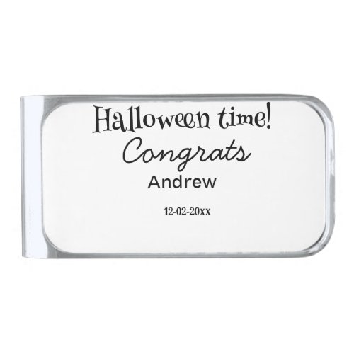 Halloween time congrats add name date year graduat silver finish money clip