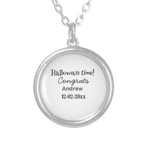Halloween time congrats add name date year graduat silver plated necklace