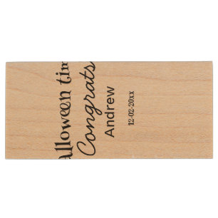 Halloween time congrats add name date year graduat wood flash drive