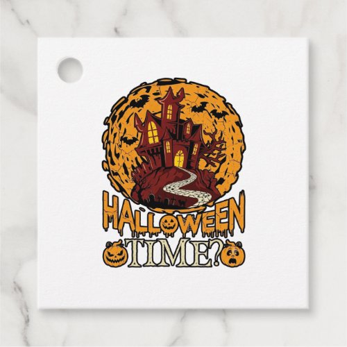 Halloween Time Haunted House Full Moon Pumpkins Favor Tags
