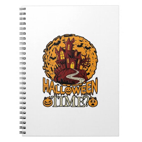 Halloween Time Haunted House Full Moon Pumpkins Notebook