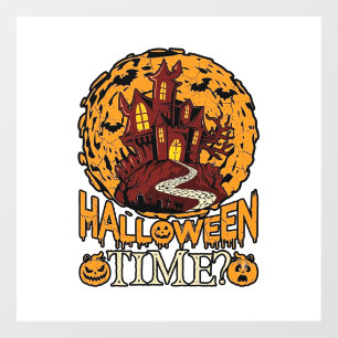 Halloween Time Haunted House Full Moon Pumpkins Window Cling