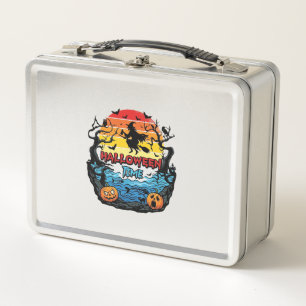 Halloween Time Witch Pumpkins Bats Sunset_1 Metal Lunch Box