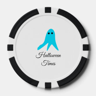 Halloween times blue ghost scribble hand-drawn fal poker chips