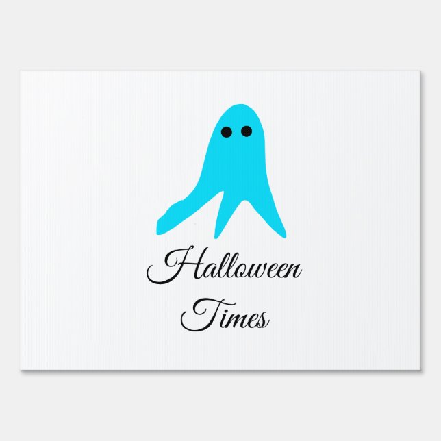 Halloween times blue ghost scribble hand-drawn fal sign (Front)
