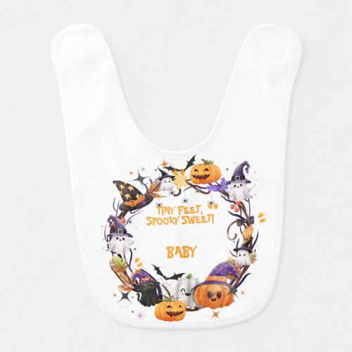 Halloween Tiny Feet Spooky Sweet Baby Shower  Baby Bib