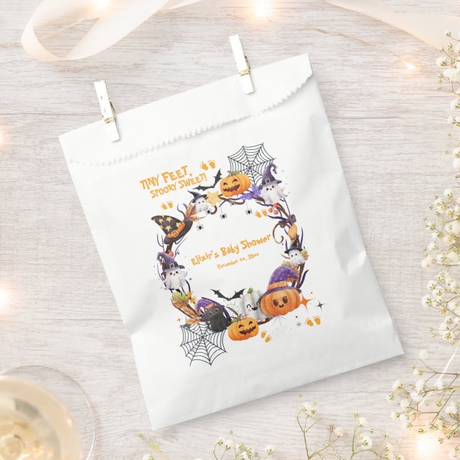Halloween Tiny Feet, Spooky Sweet Baby Shower Favor Bag (Clipped)
