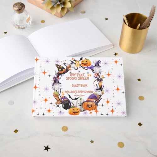 Halloween Tiny Feet Spooky Sweet Baby Shower Foil Foil Guest Book