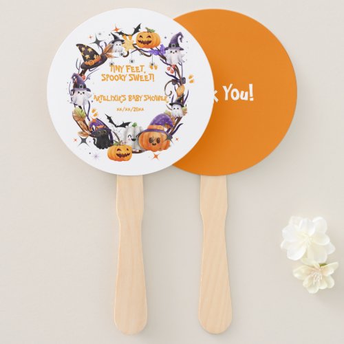 Halloween Tiny Feet Spooky Sweet Baby Shower  Hand Fan