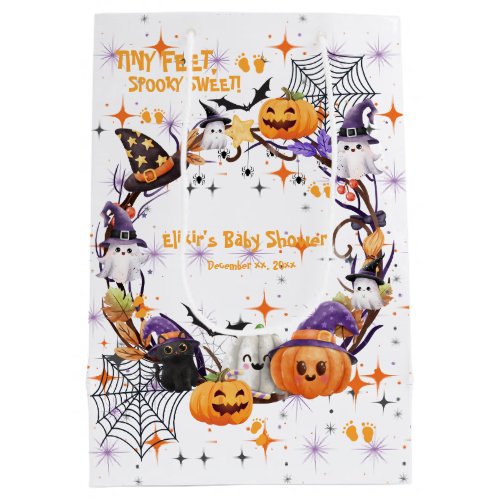 Halloween Tiny Feet Spooky Sweet Baby Shower Medium Gift Bag