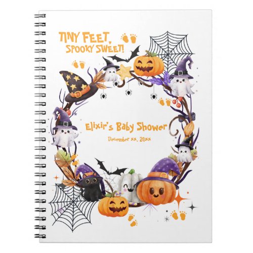 Halloween Tiny Feet Spooky Sweet Baby Shower  Notebook