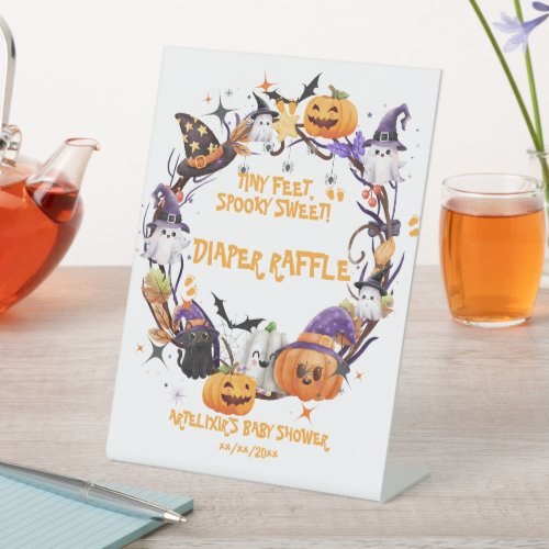 Halloween Tiny Feet Spooky Sweet Baby Shower  Pedestal Sign