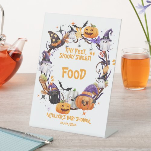 Halloween Tiny Feet Spooky Sweet Baby Shower  Pedestal Sign