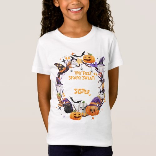 Halloween Tiny Feet Spooky Sweet Baby Shower SIS T_Shirt