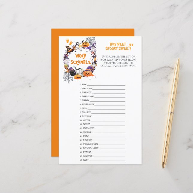 Halloween Tiny Feet, Spooky Sweet Scramble Game (Front/Back In Situ)