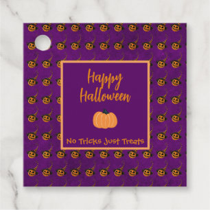 Halloween tiny orange pumpkins trick or treat favor tags