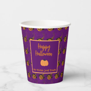 Halloween tiny orange pumpkins trick or treat paper cups