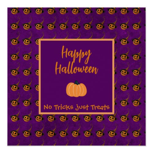 Halloween tiny orange pumpkins trick or treat  poster