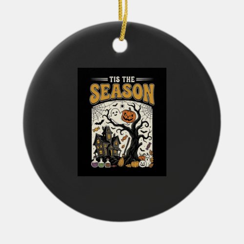 Halloween Tis The Season Haunted House Design_1 Ceramic Ornament