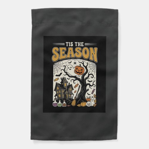 Halloween Tis The Season Haunted House Design_1 Garden Flag