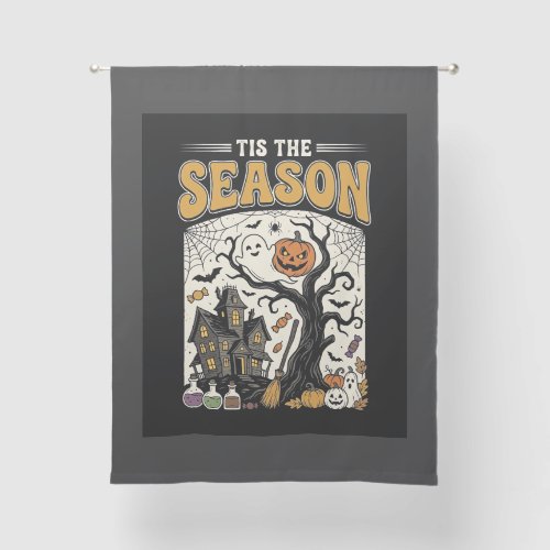 Halloween Tis The Season Haunted House Design_1 Sheer Curtains