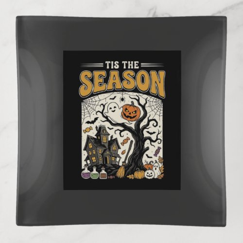 Halloween Tis The Season Haunted House Design_1 Trinket Tray