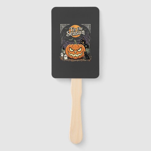 Halloween Tis the Season Pumpkin Cat Design_1 Hand Fan