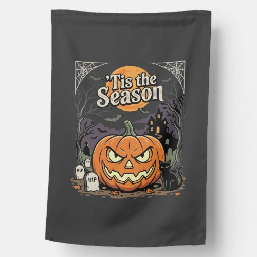 Halloween Tis the Season Pumpkin Cat Design_1 House Flag