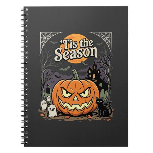 Halloween Tis the Season Pumpkin Cat Design_1 Notebook