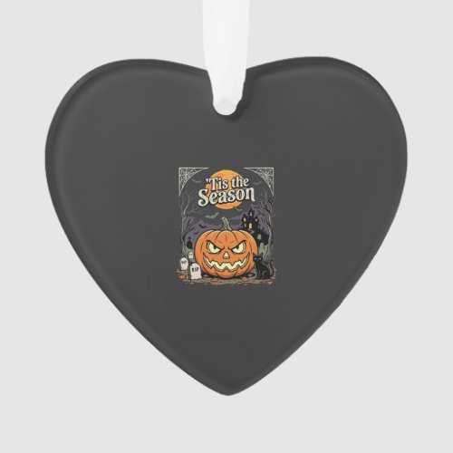 Halloween Tis the Season Pumpkin Cat Design_1 Ornament