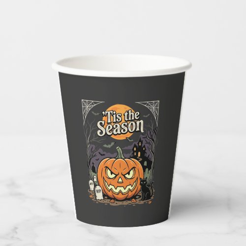 Halloween Tis the Season Pumpkin Cat Design_1 Paper Cups